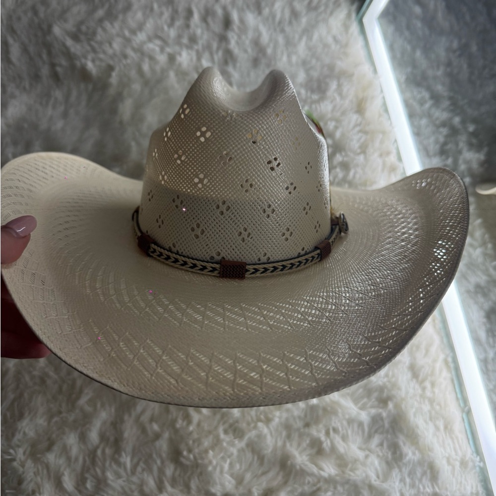 Authentic Western Cowboy Hat with Decorative Feather Band - Picture 3 of 5